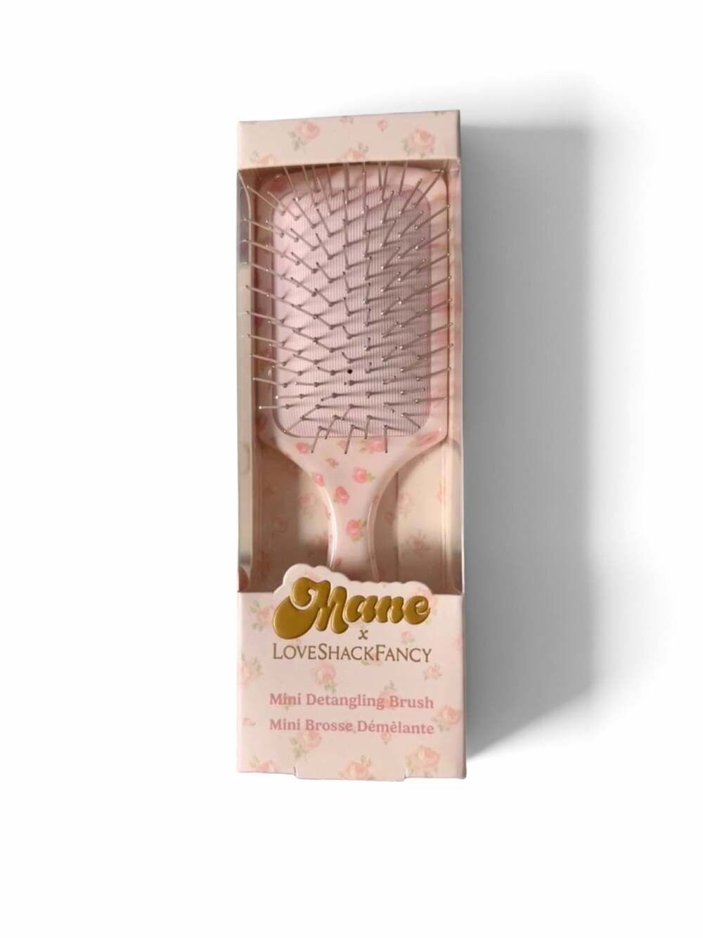 Mane x LoveShackFancy Mini Detangling Brush Pink Floral
